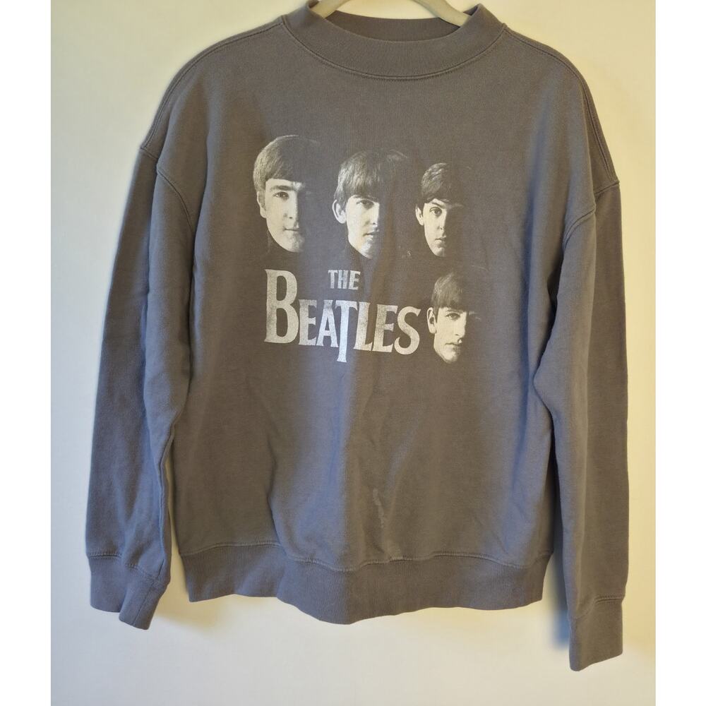 The Beatles Apple Corps Women’s Long Sleeve Gray Crewneck Sweater Sz Large Fab 4